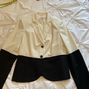 Calvin Klein Women's Two-Tone Blazer in Cream and Black